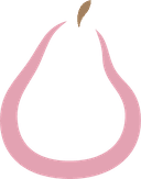 Logo de PeraRosa qui représente une poire stylisée dont les contours sont roses, l'intérieur est blanc. La queue de la poire est marron.